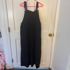 black overall style dress
